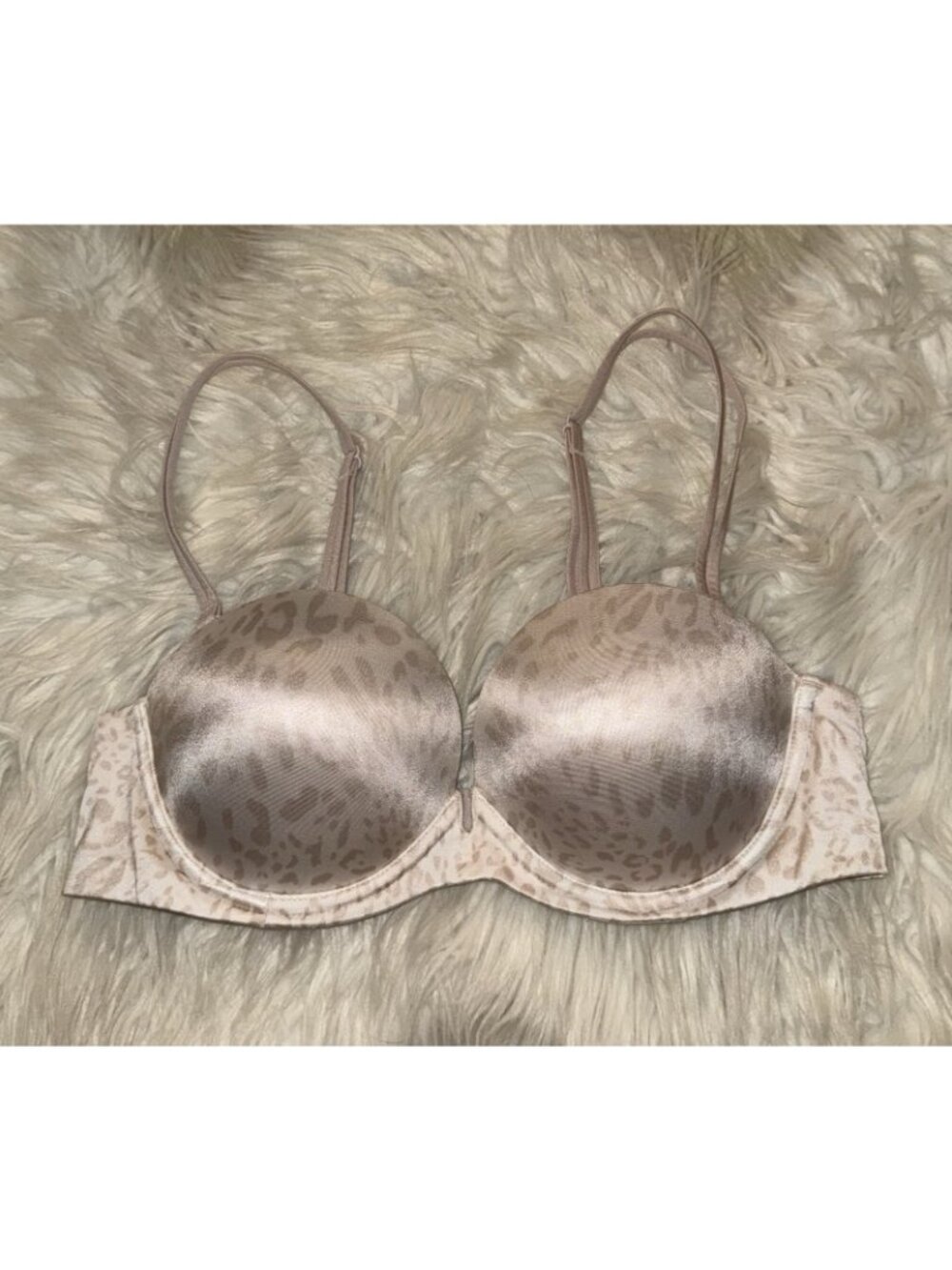 Victorias Secret Very Sexy Multiway Bra Padded Animal Print Womens 34B Beige - Picture 2 of 6